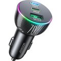 Ładowarka samochodowa Joyroom JR-CL26, 1xUSB, 2xUSB-C, 70W, PD i QC 3.0, podświetlenie LED, czarna (JYR636)