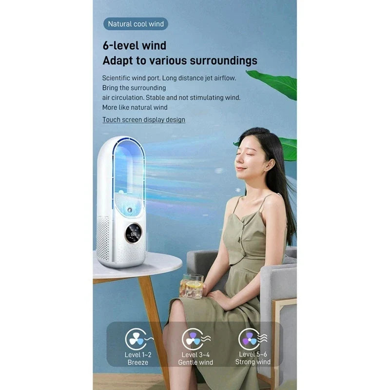 NNEOBA Portable USB Bladeless Air Cooler Fan with Humidifier